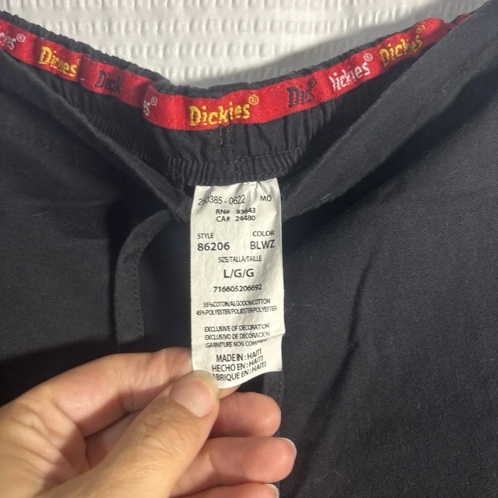 Dickies Women's L black Straight Loose Fit Scrub Pants Cargo Pocket 86206
